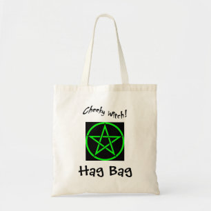 Bolsa Tote Saco insolente do Hag da bruxa - Pentagram verde
