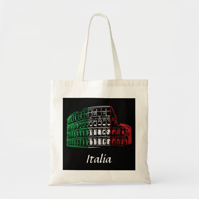 Bolsa Tote Saco italiano da bandeira do coliseu de Roma (Frente)