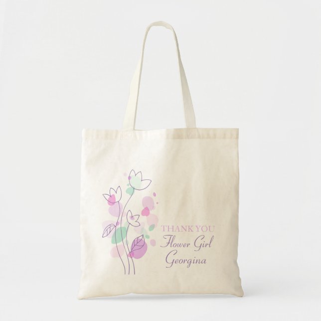 Bolsa Tote Saco moderno gráfico do florista do casamento da (Frente)