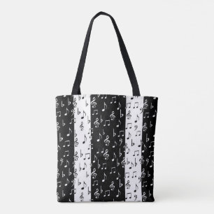Bolsa Tote Saco musical preto & branco das listras