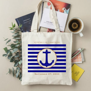 Bolsa Tote Saco náutico do presente da âncora do marinho e