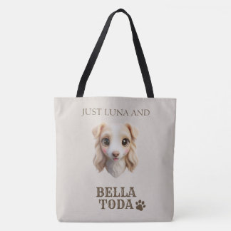 Bolsa Tote Saco Personalizado Chibi Cachorro e Nome do Propri