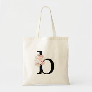Bolsa Tote Saco Personalizado com Floral e Monograma de Letra