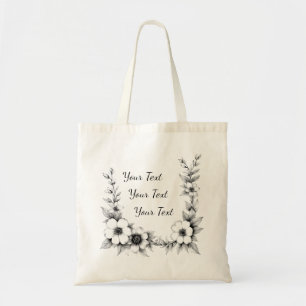Bolsa Tote Saco Personalizado com Moldura Floral