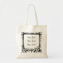 Bolsa Tote Saco Personalizado com Moldura Floral Ornamentada