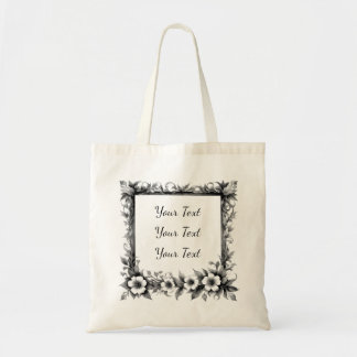 Bolsa Tote Saco Personalizado com Moldura Floral Ornamentada