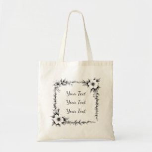 Bolsa Tote Saco Personalizado com Moldura Floral Quadrada