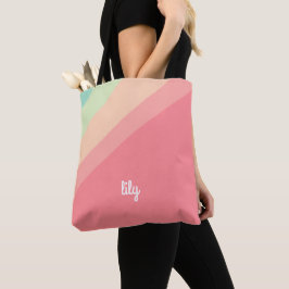 Bolsa Tote Saco Personalizado com Nome em Pastel Arco-Íris Pr