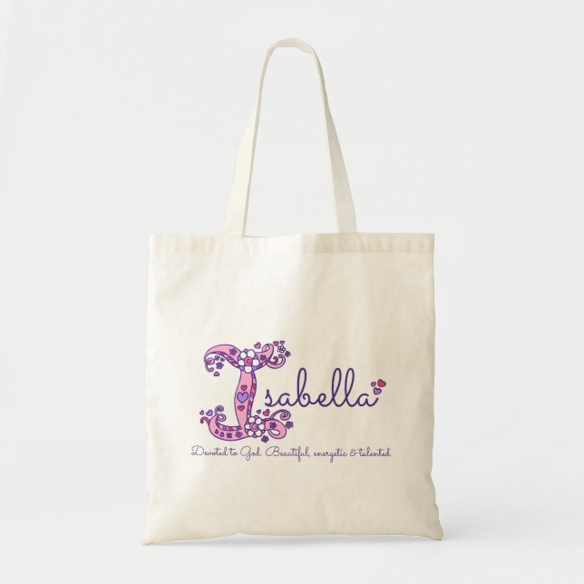 Bolsa Tote Saco personalizado da biblioteca de Isabella (Frente)