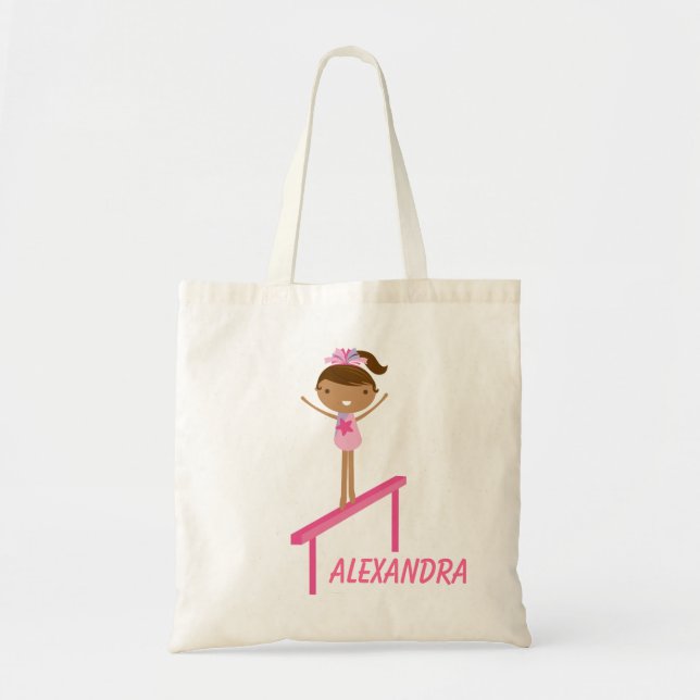 Bolsa Tote Saco personalizado da ginástica das meninas (Frente)