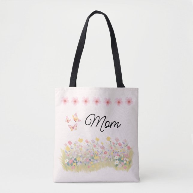 Bolsa Tote Saco Personalizado de Flores Silvestres e Borbolet (Frente)