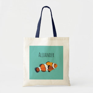 Bolsa Tote Saco Personalizado de Peixe-Palhaço Nome das Crian