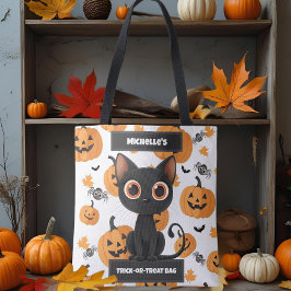 Bolsa Tote Saco Personalizado de Trick-or-Tratat - Gato Preto