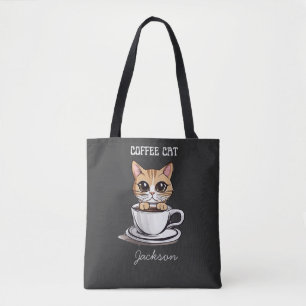 Bolsa Tote Saco Personalizado Divertido de Café Fofo para Gat