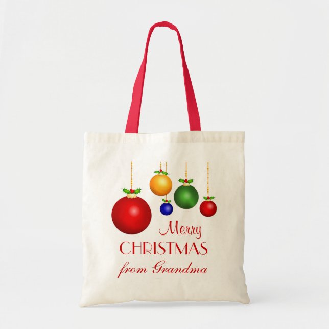 Bolsa Tote Saco personalizado do presente do Natal - vermelho (Frente)