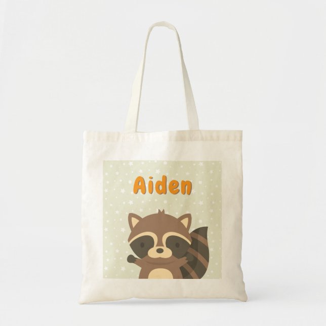 Bolsa Tote Saco Personalizado Floresta Infantil Mapache Fofo (Frente)