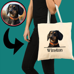 Bolsa Tote Saco Personalizado para Dachshund – Retrato de Ani