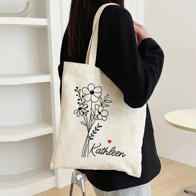 Bolsa Tote Saco Personalizado para Ela, Flores Selvagens Saco (bridesmaid gift, bachelorette gift, bridal shower gift, coworker gift, teacher gift, Gift for her)