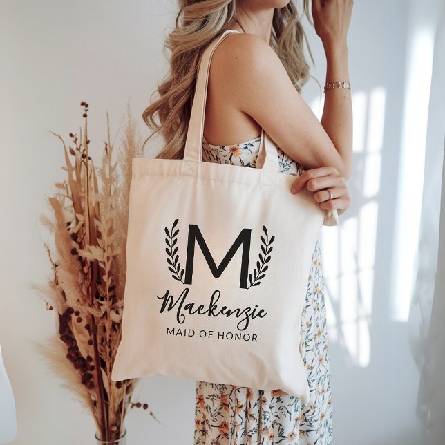 Bolsa Tote Saco Personalizado para Pedido de Dama de Honra, F (custom name tote, maid of honor keepsake, wedding party tote bag, bachelorette party favor,)