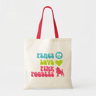 Bolsa Tote Saco Pink Poodles do Peace Love, escolha estilo, c