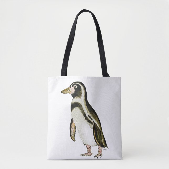 Bolsa Tote Saco Pintado de Tota de Pinguim (Frente)