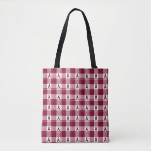 Bolsa Tote Saco Plaid de conscientização sobre o câncer de mi