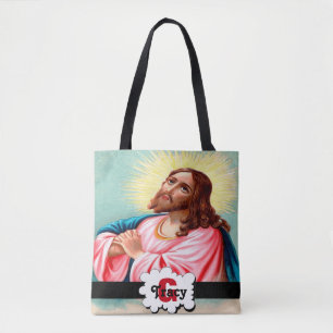 Bolsa Tote Saco praying dos monogramas de Jesus