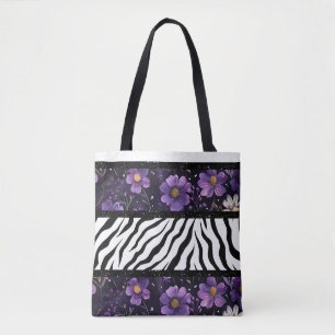 Bolsa Tote Saco preto branco-preto-branco-preto-roxo
