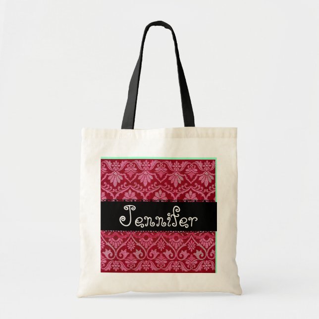 Bolsa Tote Saco preto branco vermelho da dama de honra do (Frente)