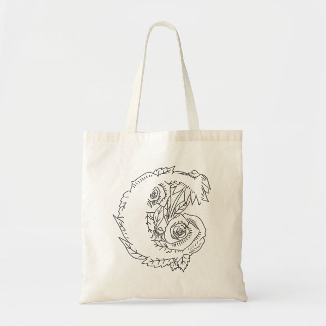 Bolsa Tote Saco preto "C" Design (Frente)