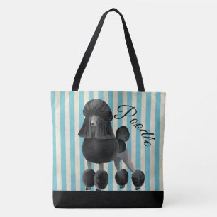 Bolsa Tote Saco preto da listra da caniche