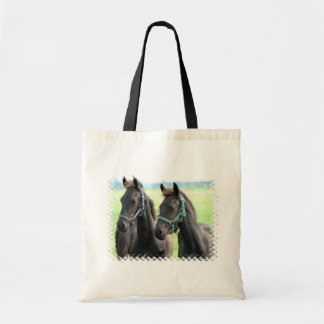 Bolsa Tote Saco preto do design dos cavalos