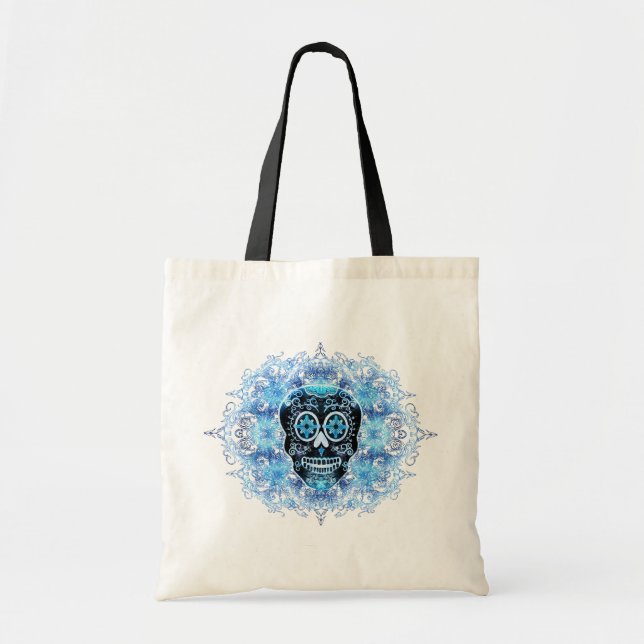Bolsa Tote Saco preto e azul de Calavera (Frente)