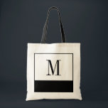 Bolsa Tote Saco preto e branco elegante do monograma<br><div class="desc">Se você está procurando um saco da dama de honra ou uma ideia personalizada original do presente das damas de honra, estas bolsas preto e branco pequenas elegantes são a resposta! O saco está disponível em todos os tamanhos diferentes, e vindo em um fundo branco com um grande bloco preto...</div>
