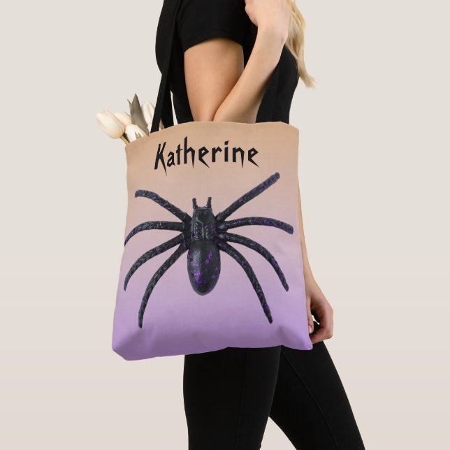 Bolsa Tote Saco preto personalizado para o Halloween (Close Up)