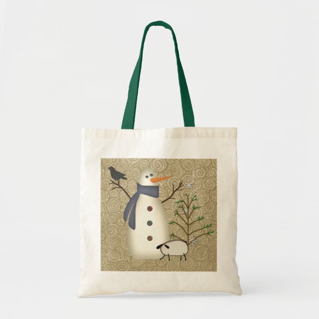 Bolsa Tote Saco primitivo do boneco de neve do país (Frente)