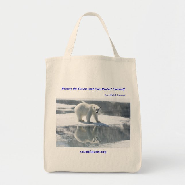 Bolsa Tote Saco reusável do urso polar (Frente)