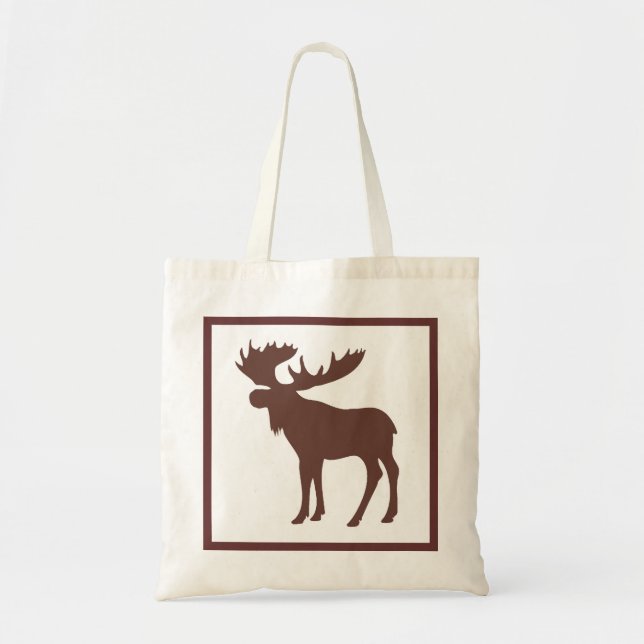 Bolsa Tote Saco reutilizável com tema simples de alce castanh (Frente)