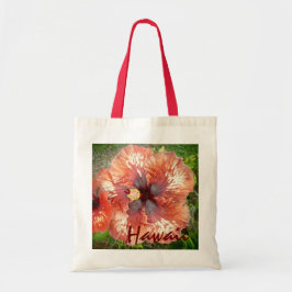Bolsa Tote Saco reutilizável de hibiscus híbrido vermelho-gra