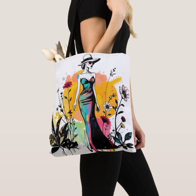 Bolsa Tote Saco Reversível Sketch & Bloom de dupla face ✏️🌸 (Close Up)