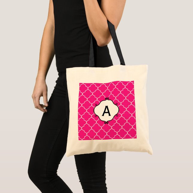 Bolsa Tote Saco Rosa Brilhante Monograma (Frente (produto))