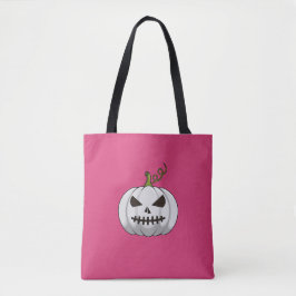 Bolsa Tote Saco Rosa De Halloween Com Pumpkin Branco