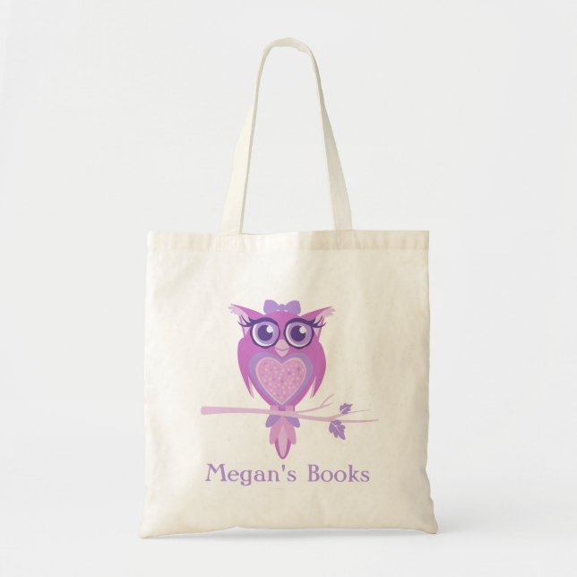Bolsa Tote Saco roxo da biblioteca das meninas bonitos da (Frente)