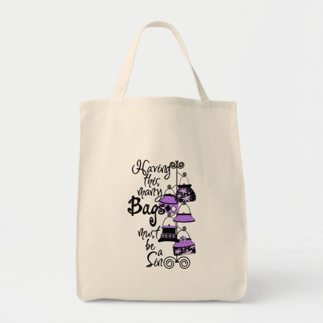 Bolsa Tote Saco Roxo de Moda (Frente)