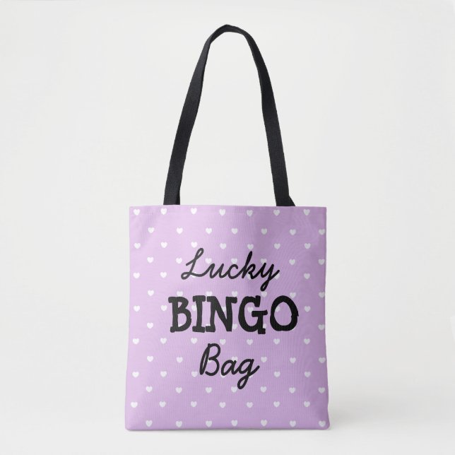 Bolsa Tote Saco ROXO do BINGO da boa sorte (Frente)