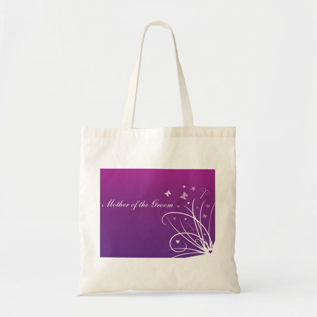Bolsa Tote Saco roxo do favor do casamento para a mãe do (Frente)