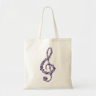 Bolsa Tote Saco roxo dos pontos do Clef de triplo da música