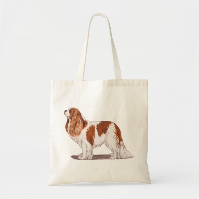 Bolsa Tote Saco: Spaniel de rei Charles descuidado (Frente)
