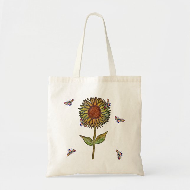 Bolsa Tote Saco Tote Abelha e Girassol (Frente)