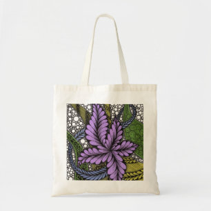 Bolsa Tote Saco Tote Abstrato Zen Doodle Flor Roxa Azeitona V